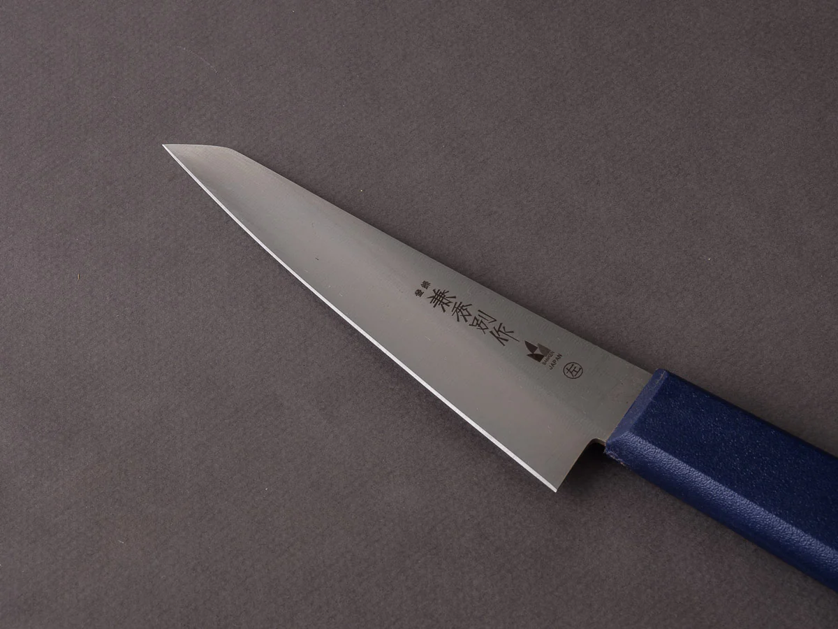Kanehide - Bessaku - Stainless - Left-Handed - Honesuki Kaku - 150mm - Blue Elastomer Handle - Image 4