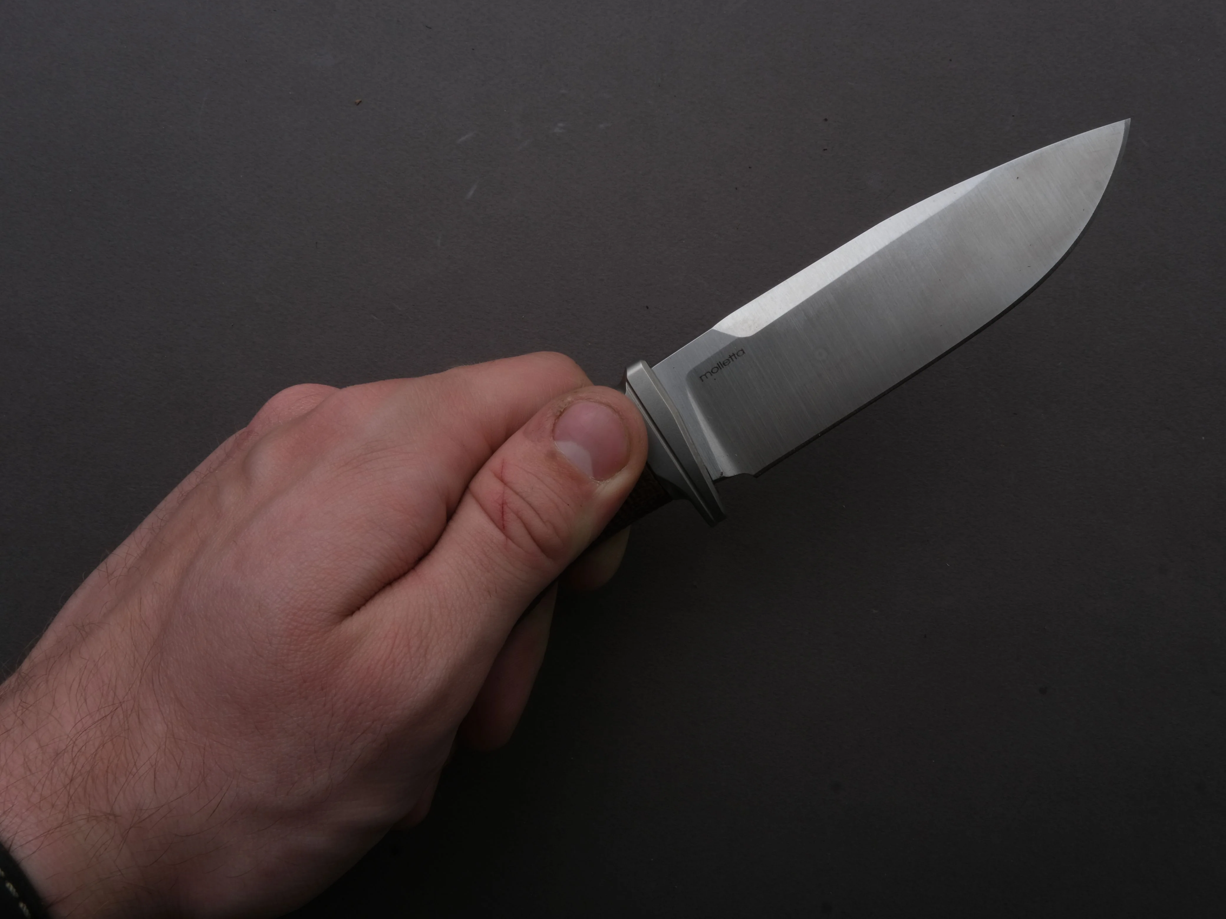 LionSTEEL - FIXED - Acha - M390 - Satin - 107mm - Natural Burlap - Leather Sheath - Image 4