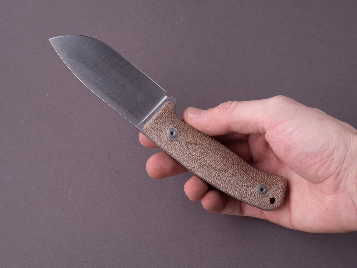 lionSTEEL - Fixed Blade - M2M - M390 - 90mm - Canvas Micarta Handle - Leather Sheath - Image 8