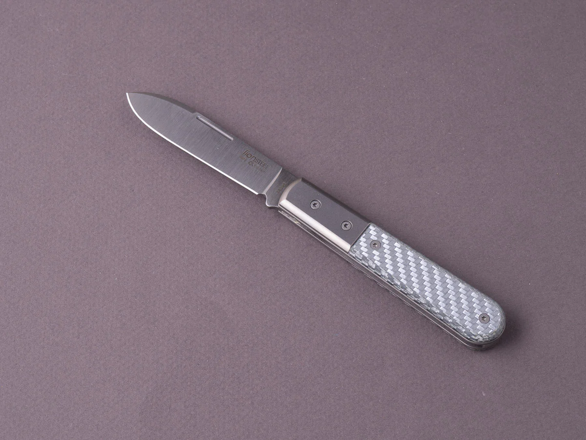 lionSTEEL - Folding Knife - Barlow - Roundhead - 65mm - M390 - Slip Joint - White Carbon w/ Metal Bolster - Image 3