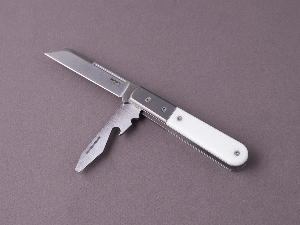 lionSTEEL - Folding Knife - Barlow - Dom & Bottle Opener - 65mm - M390 - Slip Joint - White Micarta Handle