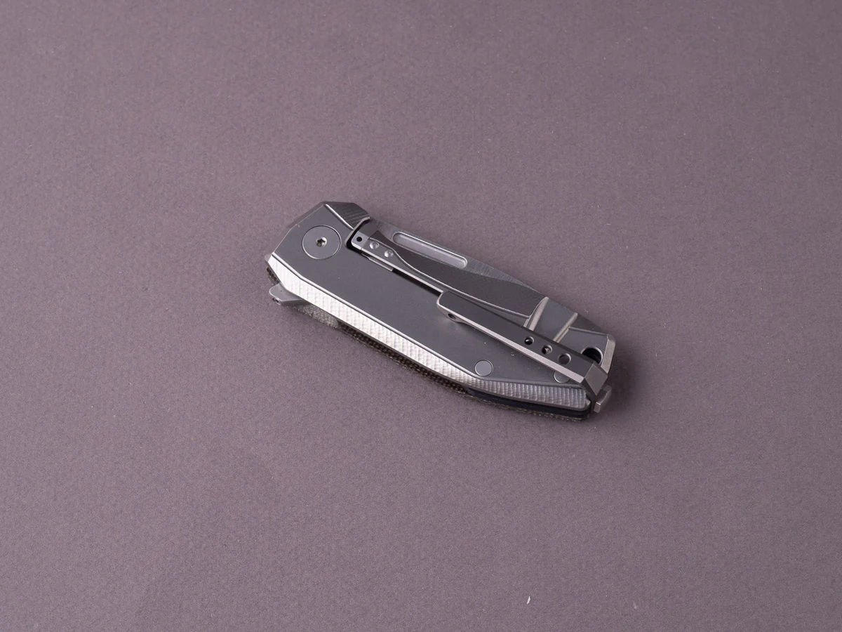 lionSTEEL - Folding Knife - Frame Lock - Nano - MagnaCut - 65mm - Green Canvas & Titanium - Image 3
