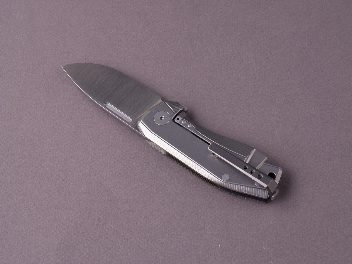 lionSTEEL - Folding Knife - Frame Lock - Nano - MagnaCut - 65mm - Green Canvas & Titanium - Image 4