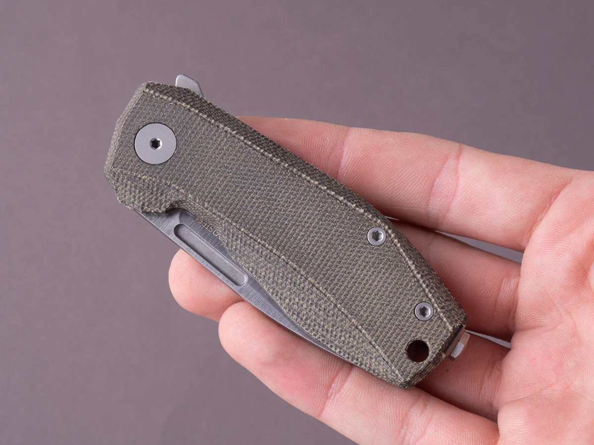 lionSTEEL - Folding Knife - Frame Lock - Nano - MagnaCut - 65mm - Green Canvas & Titanium - Image 8