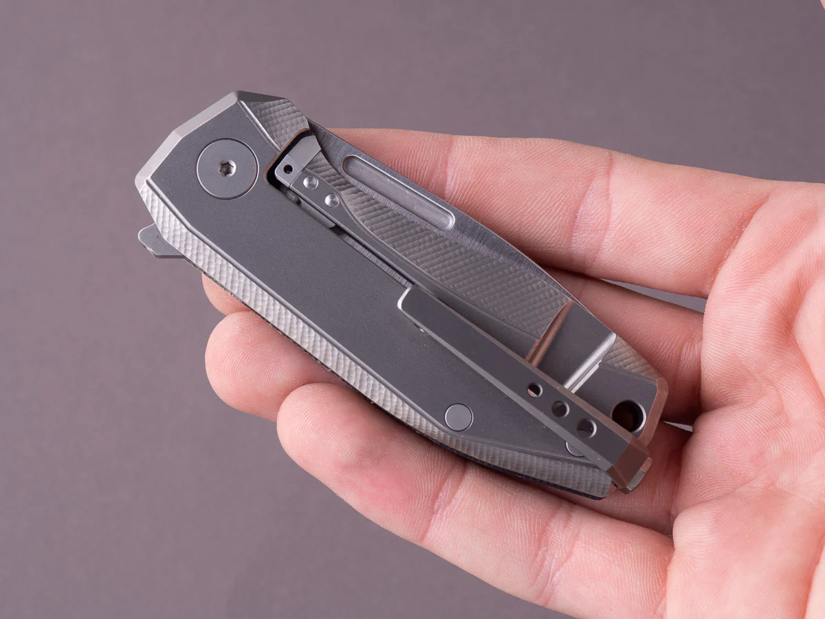 lionSTEEL - Folding Knife - Frame Lock - Nano - MagnaCut - 65mm - Green Canvas & Titanium - Image 9