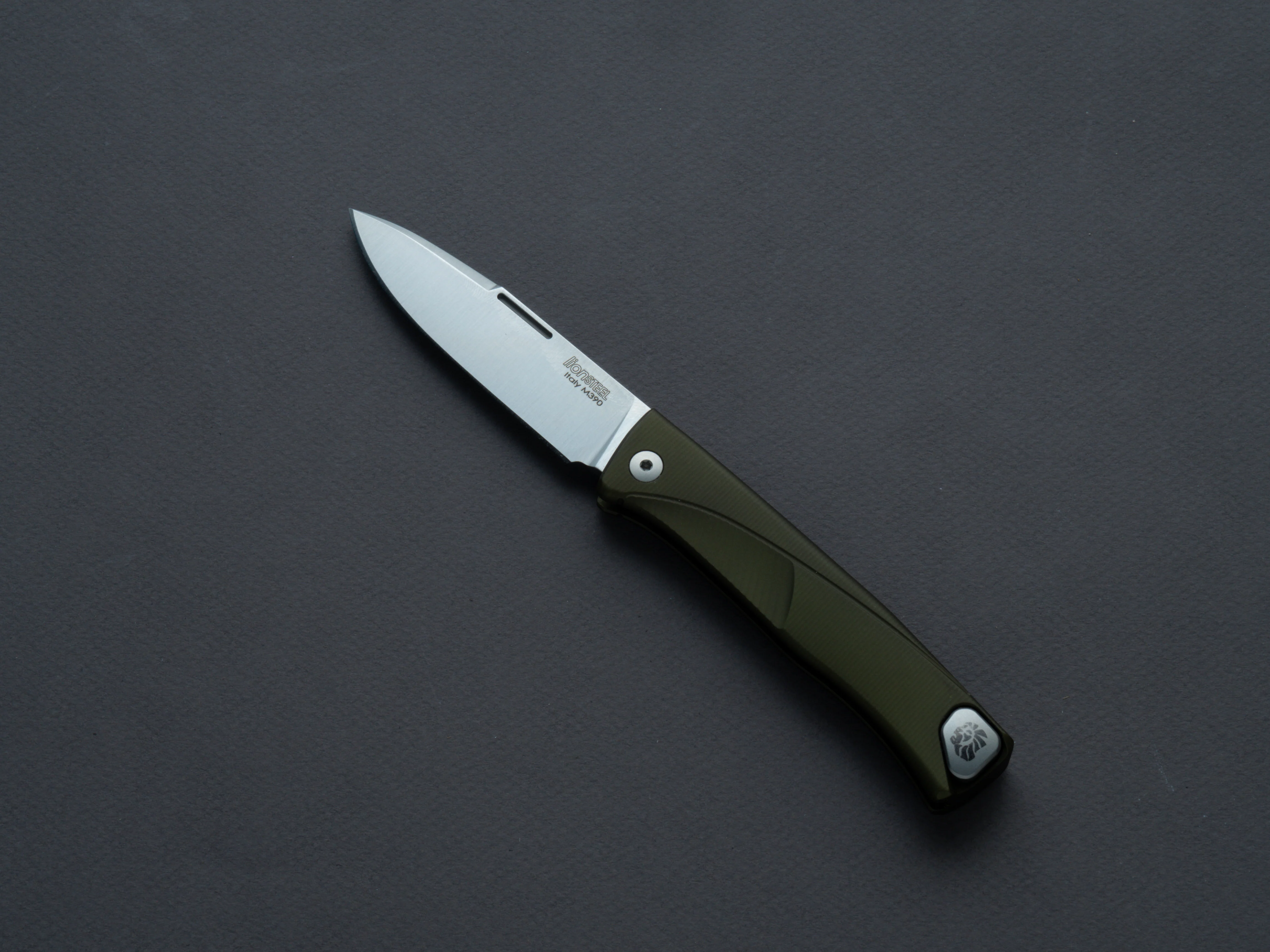 lionSTEEL - SOLID Folding Knife - Thrill - Slip Joint - M390 - 75mm - Green Aluminum - H. WAYL Clip - Image 2