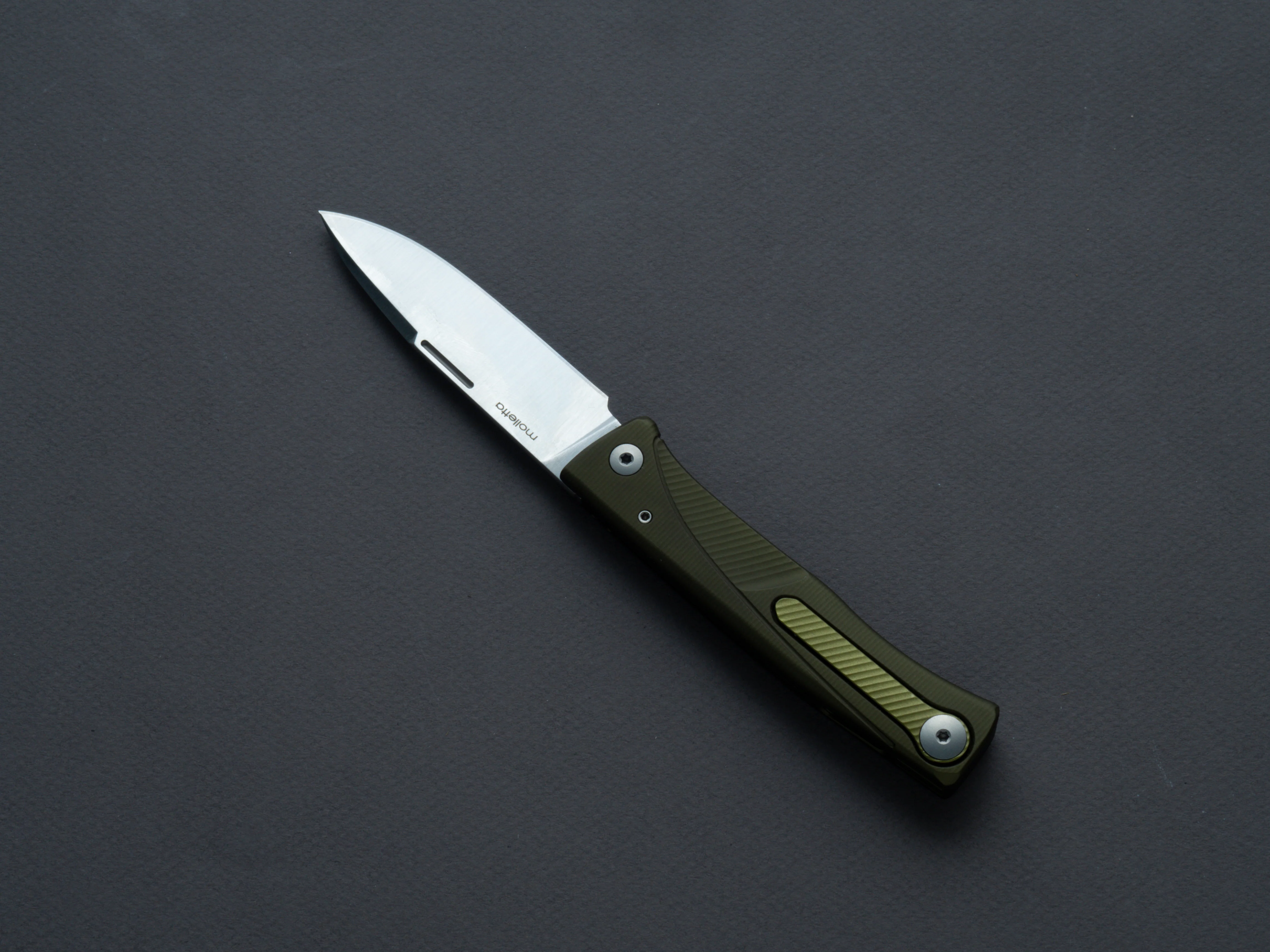 lionSTEEL - SOLID Folding Knife - Thrill - Slip Joint - M390 - 75mm - Green Aluminum - H. WAYL Clip - Image 3