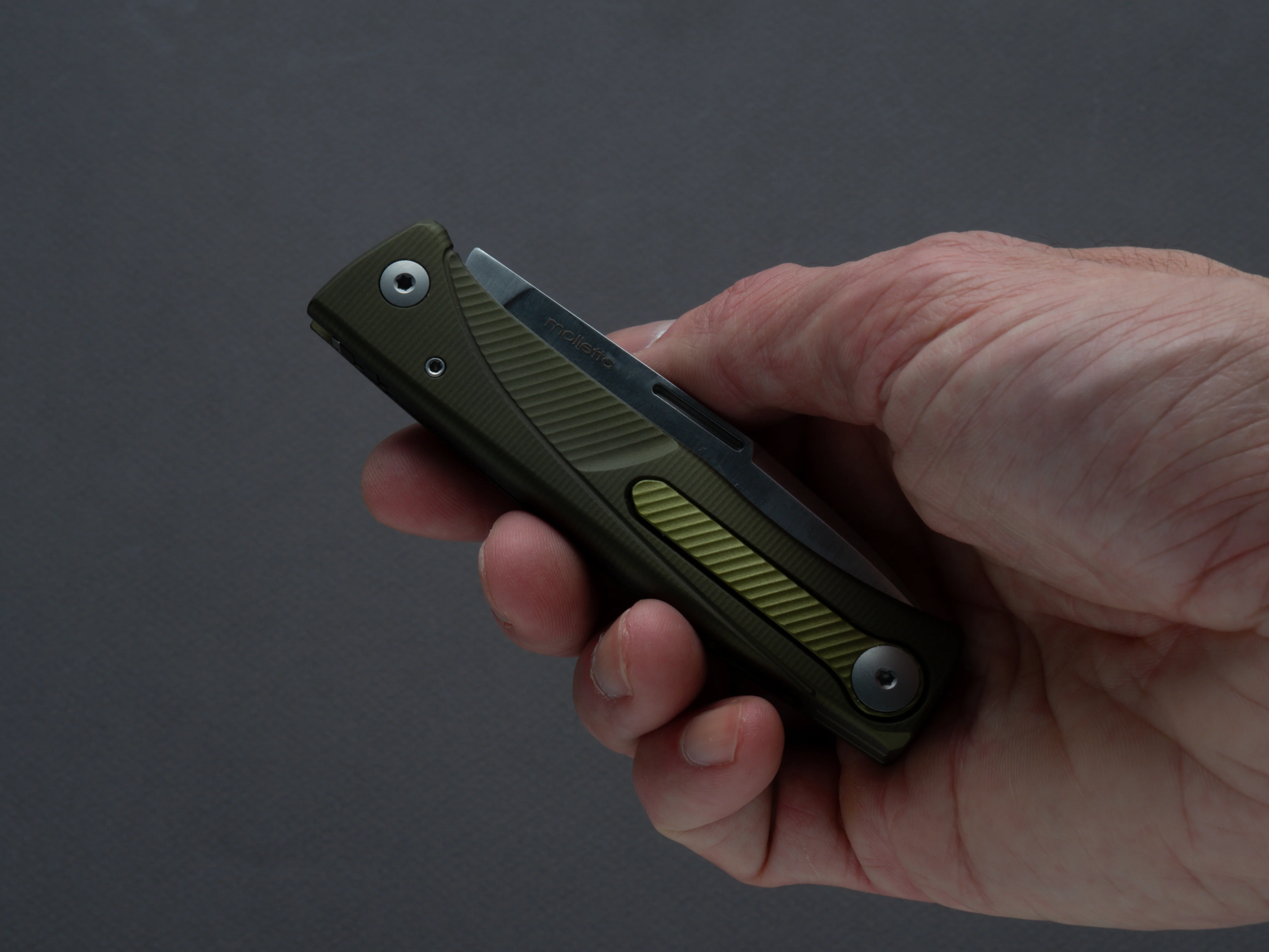 lionSTEEL - SOLID Folding Knife - Thrill - Slip Joint - M390 - 75mm - Green Aluminum - H. WAYL Clip - Image 7