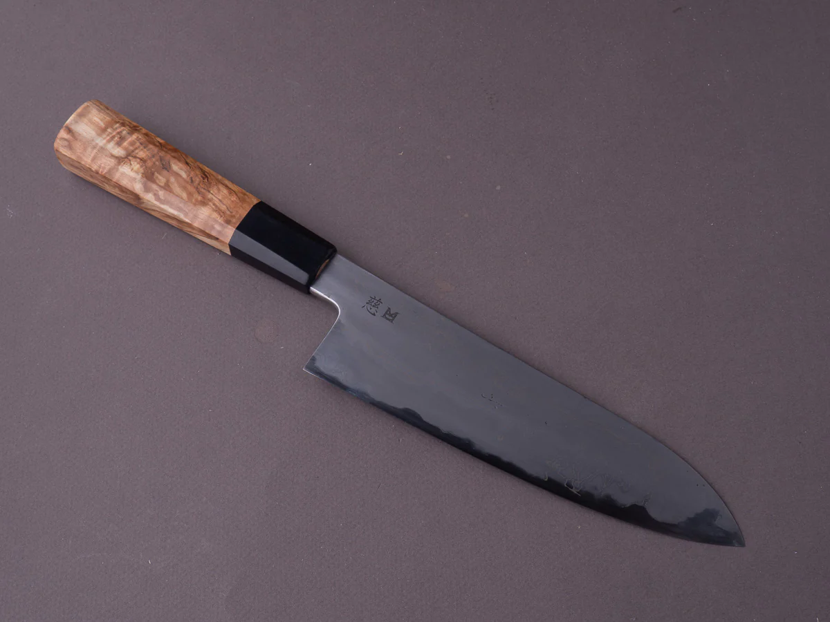 Merion Forge - Wrought Iron x Nickel Damascus - 1.2562 W - 185mm Gyuto - Stabilized Birch Wa Handle