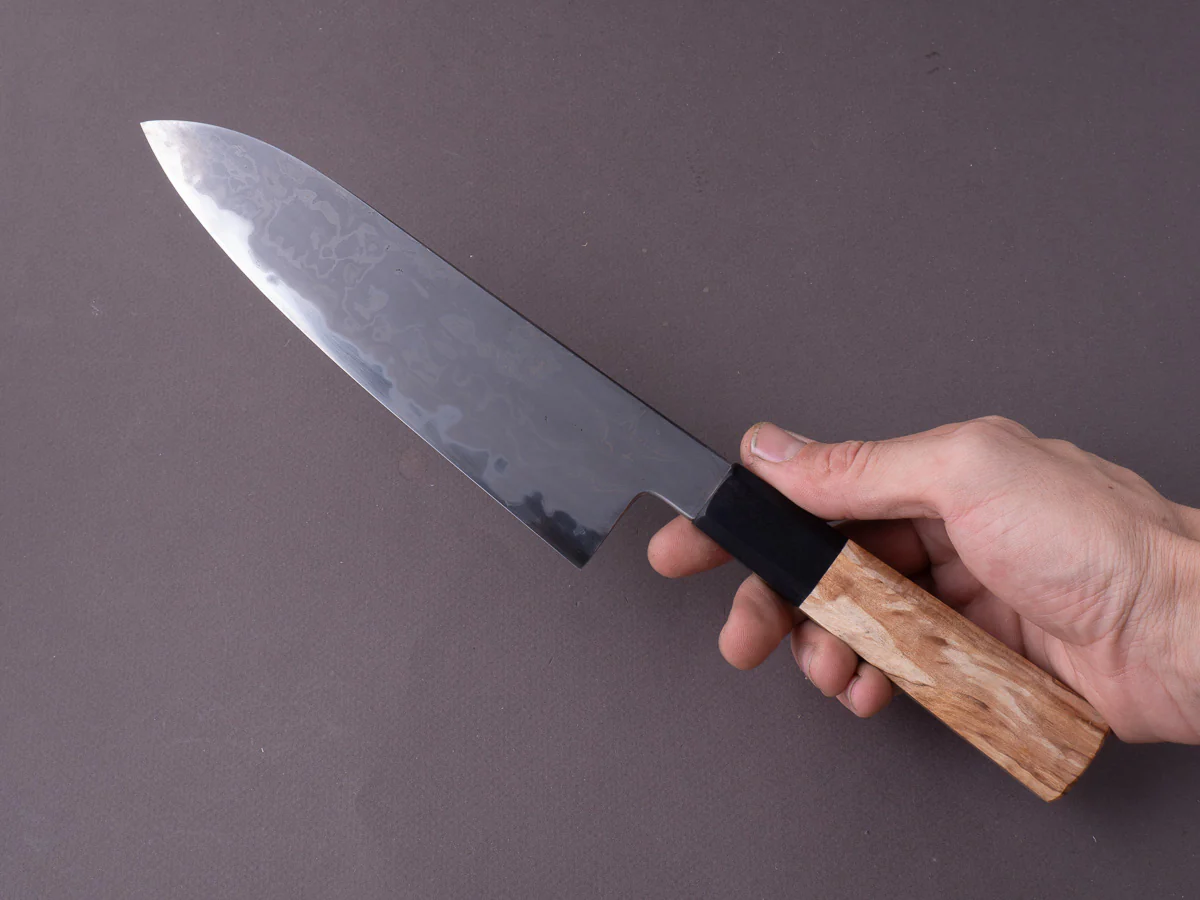 Merion Forge - Wrought Iron x Nickel Damascus - 1.2562 W - 185mm Gyuto - Stabilized Birch Wa Handle - Image 6