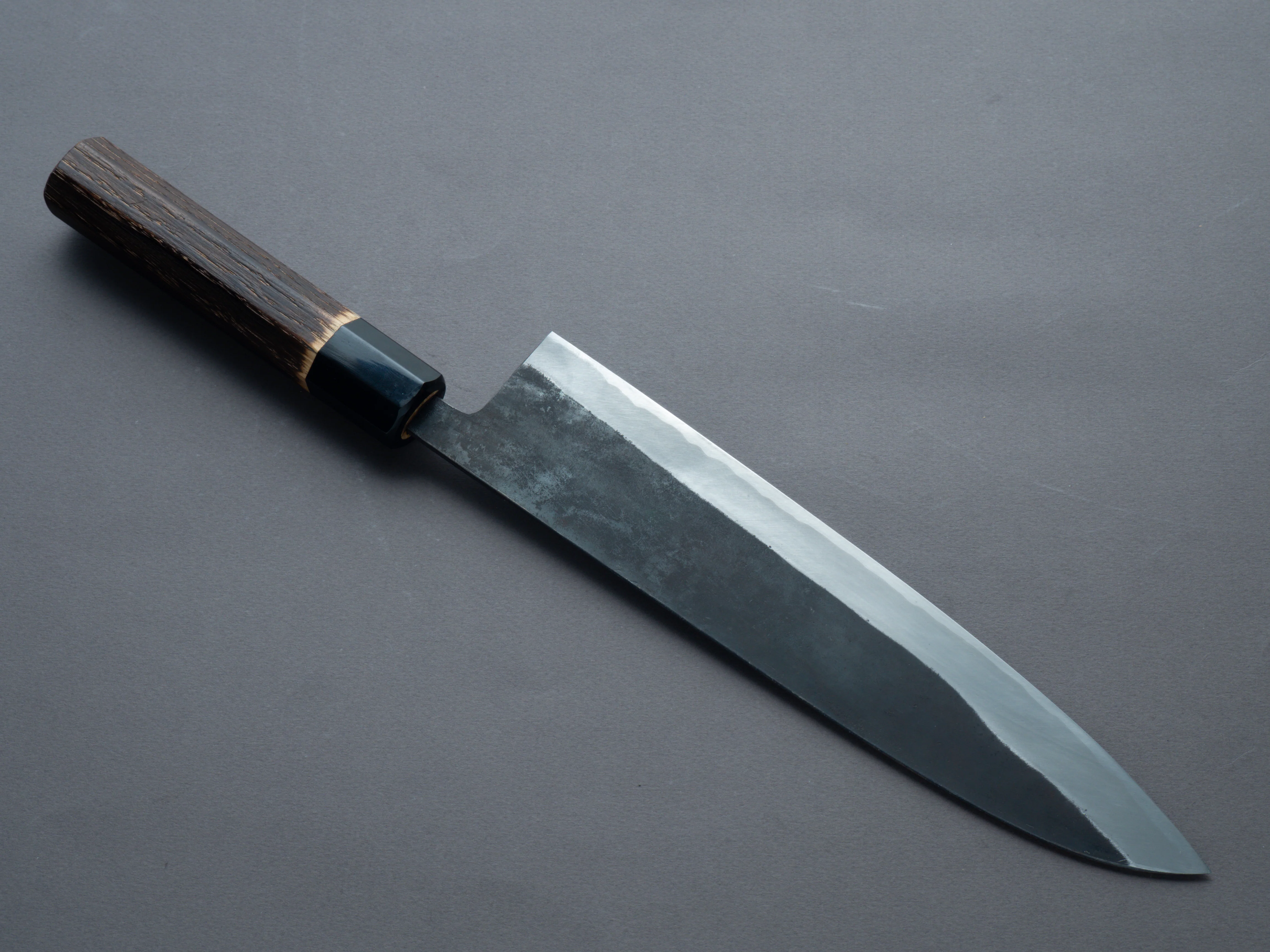 Nakaya Heiji - Semi Stainless - Kurouchi - 240mm Gyuto - Chestnut Handle - Image 2