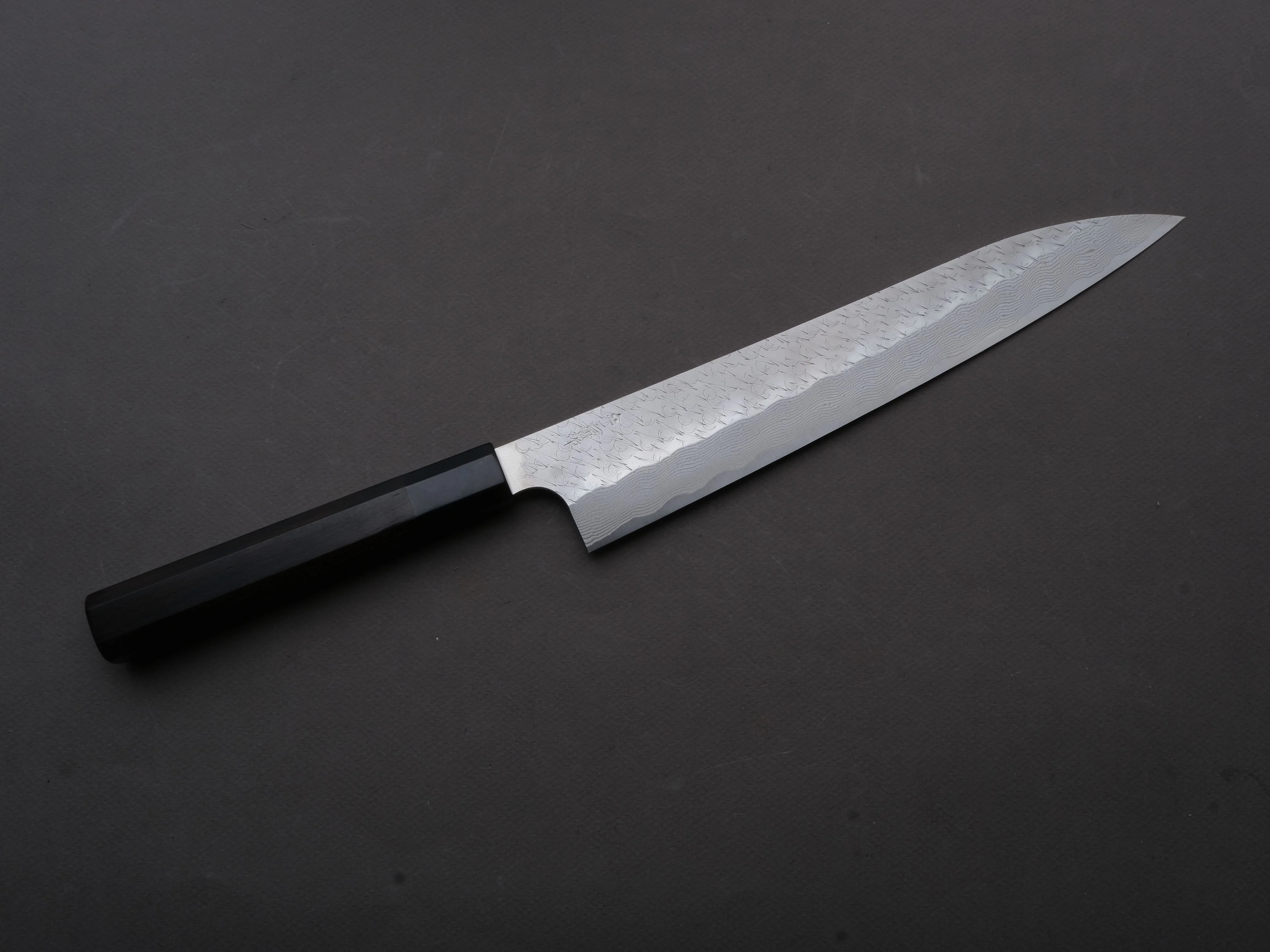 Nigara Hamono - SPG STRIX - Tsuchime Damascus - Sujihiki - 270mm - Ebony Handle - Image 2