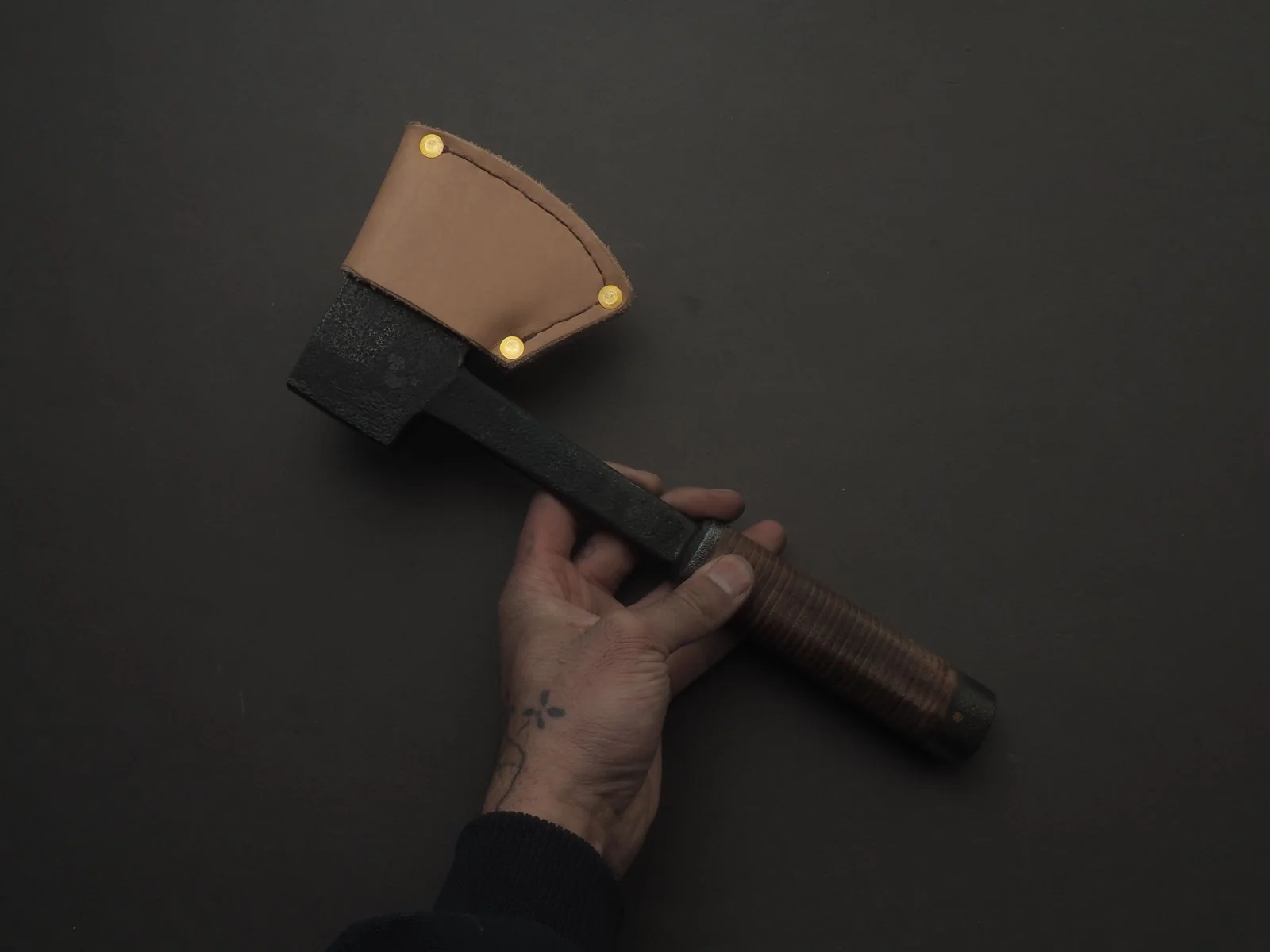 Northeast Axe & Tool - 2lb One-Piece Utility Axe - 1055 Carbon - Stacked Leather Handle - Image 4