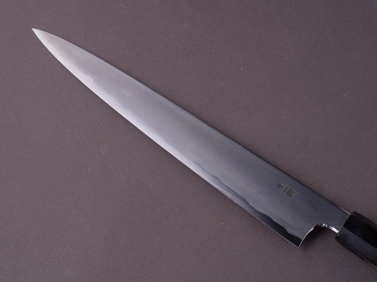 Hitohira - Togashi - Blue #1 - Stainless Clad Kasumi - 270mm Sujihiki - Ebony Handle - Image 4