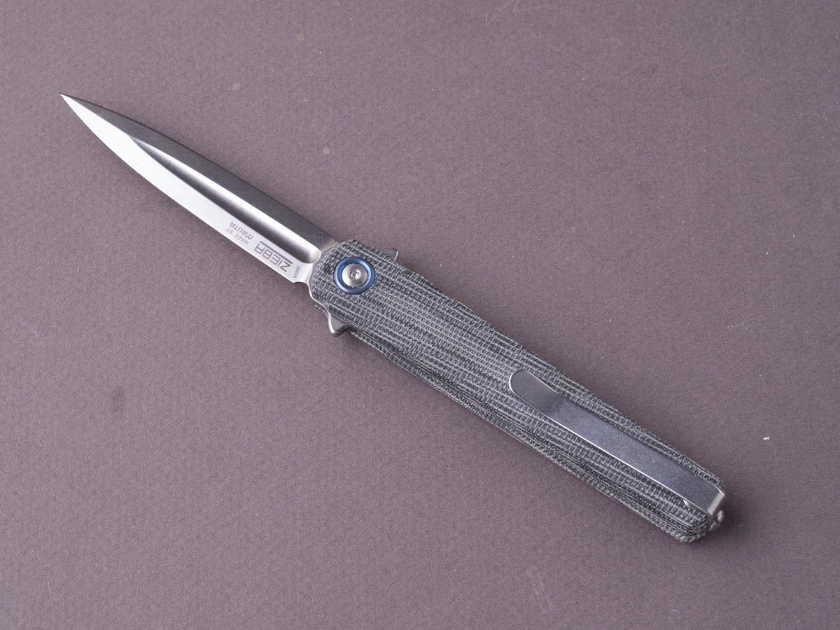 MKM - Folding Knife - Flame Light (Dagger) - Liner Lock - M390 - 70mm - Black Canvas Micarta - Image 4