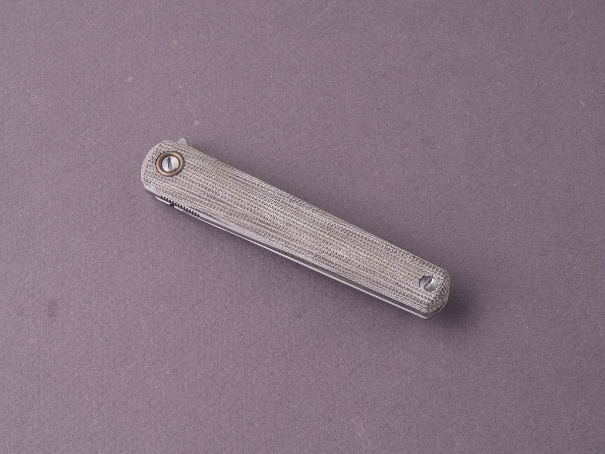 MKM - Folding Knife - Flame - Frame Lock - M390 - 70mm - Green Canvas Micarta & Titanium - Image 3