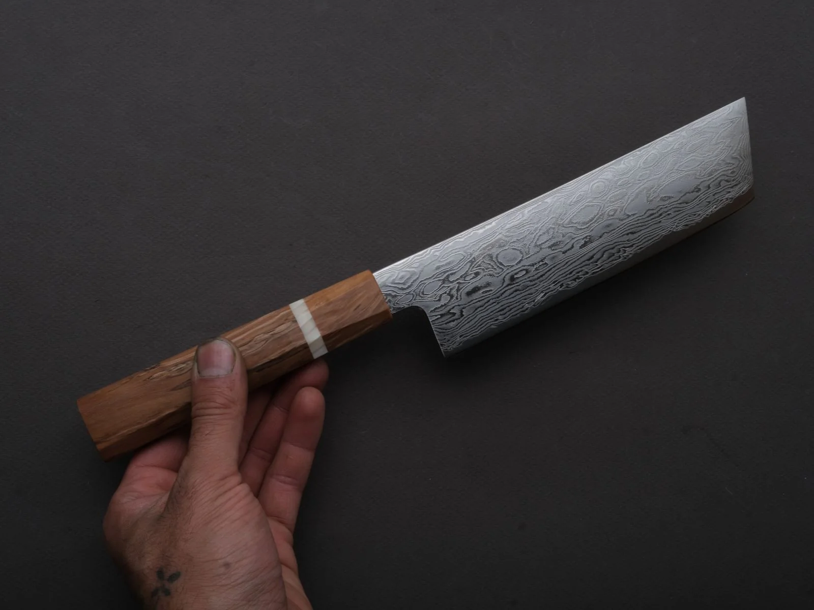 Ryusen - FUKAKURYU KAI - ATS314 - Damascus - Nakiri - 155mm - Birch Octagonal Handle - Image 3