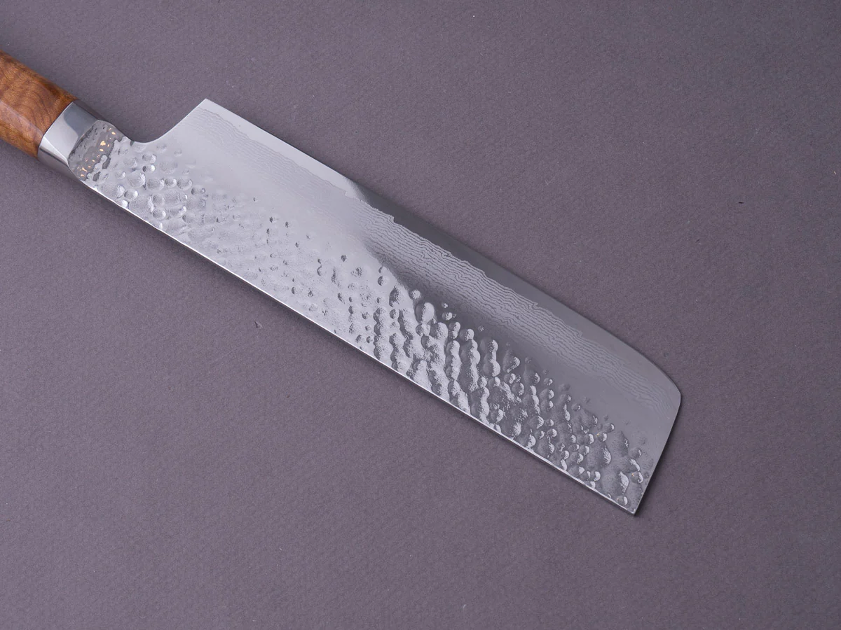 RYUSEN - TANGANRYU - VG10 Tsuchime Damascus - 160mm Nakiri - Maple Hybrid Handle - Image 2