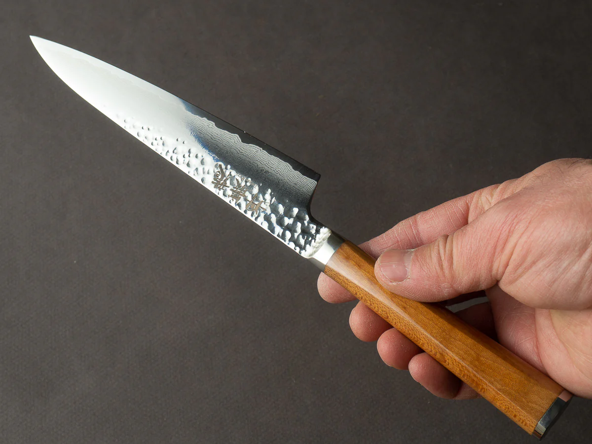 RYUSEN - TANGANRYU - VG10 Tsuchime Damascus - 150mm Petty - Maple Handle - Image 5