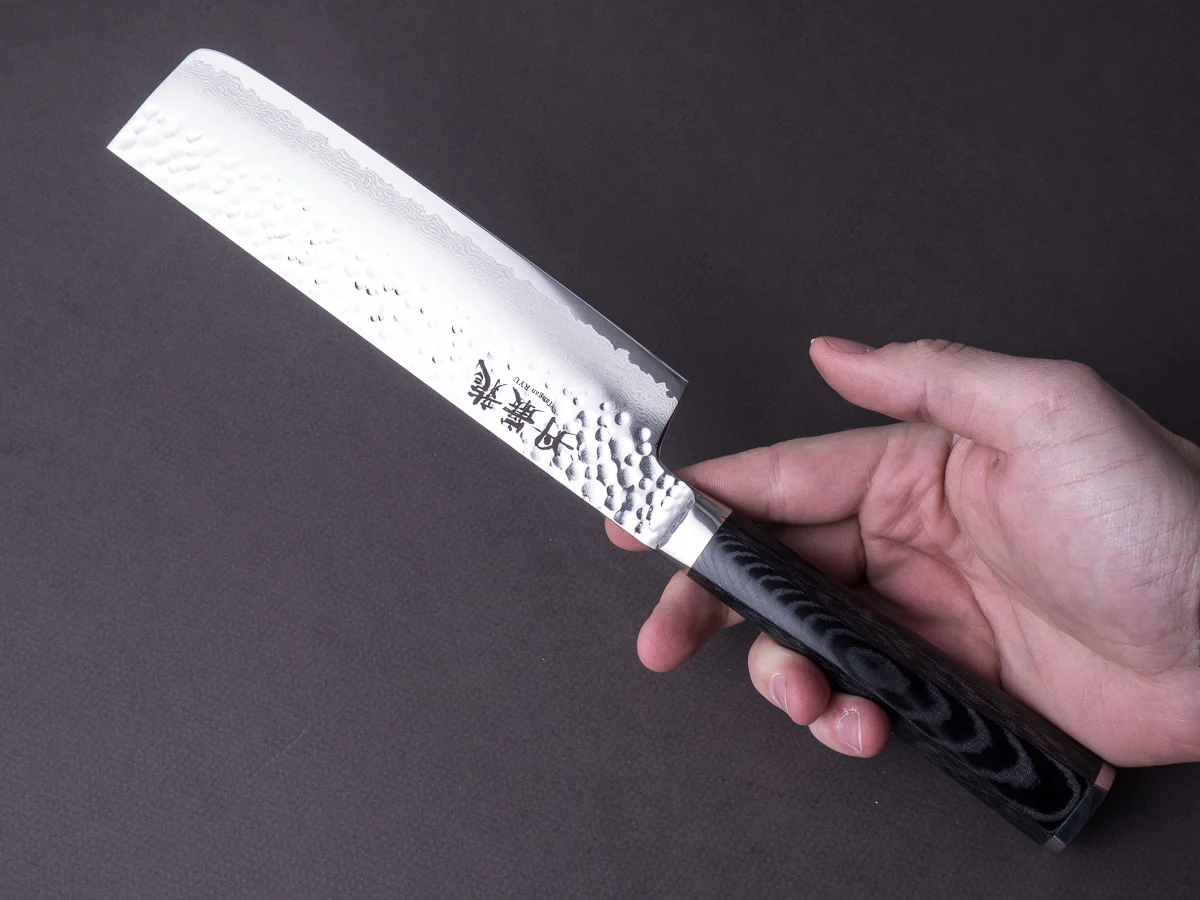 RYUSEN - TANGANRYU - VG10 - Tsuchime Damascus - Nakiri - 160mm - Micarta Hybrid Handle - Image 7