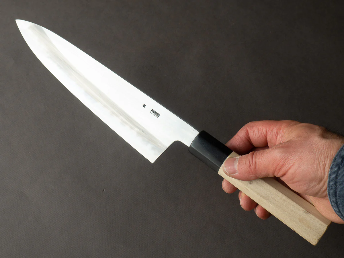 Sakai Kikumori - Kikuzuki Kasumi - White #2 - 240mm Gyuto - Ho Wood Handle - Image 6
