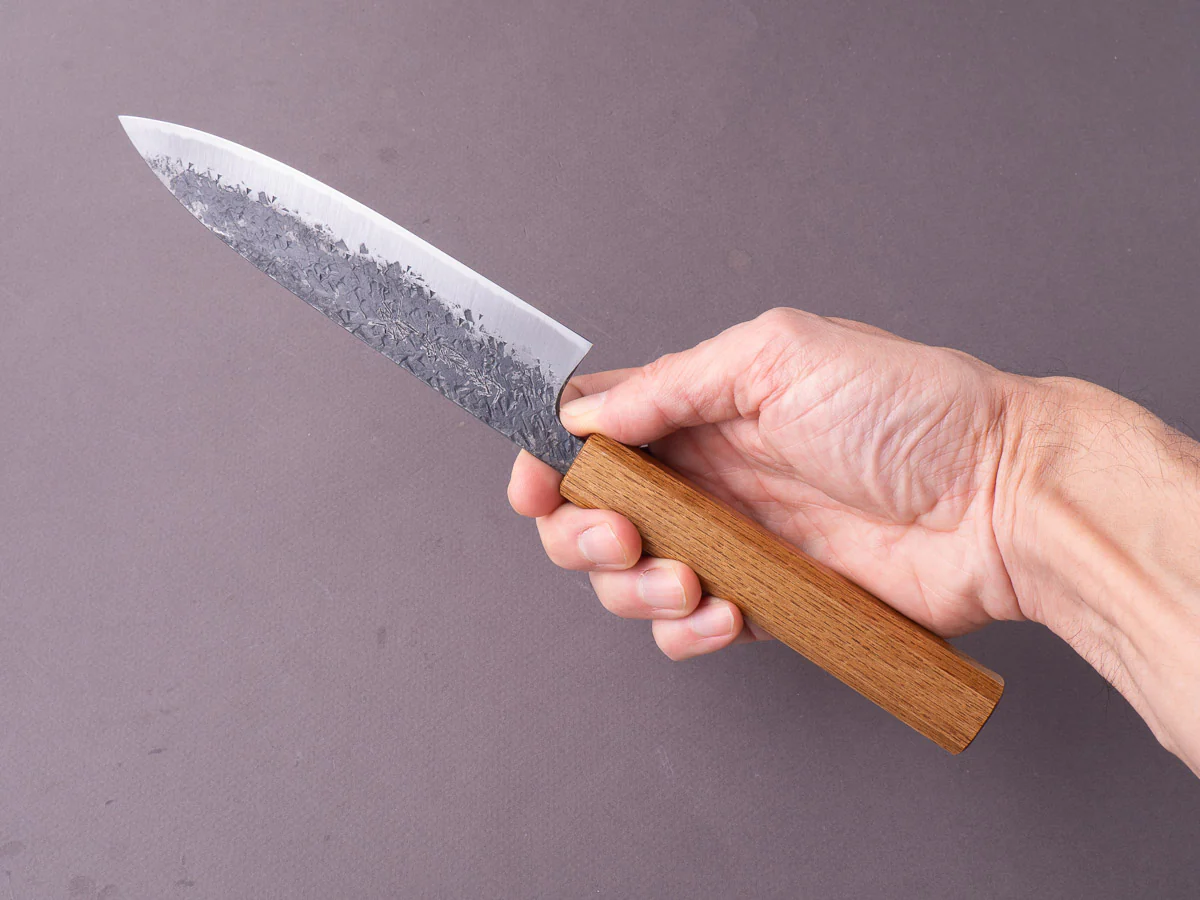 Sakai Kikumori - MK - Blue #2 - Kurouchi Tsuchime - 150mm Petty - Oak Handle - Image 2