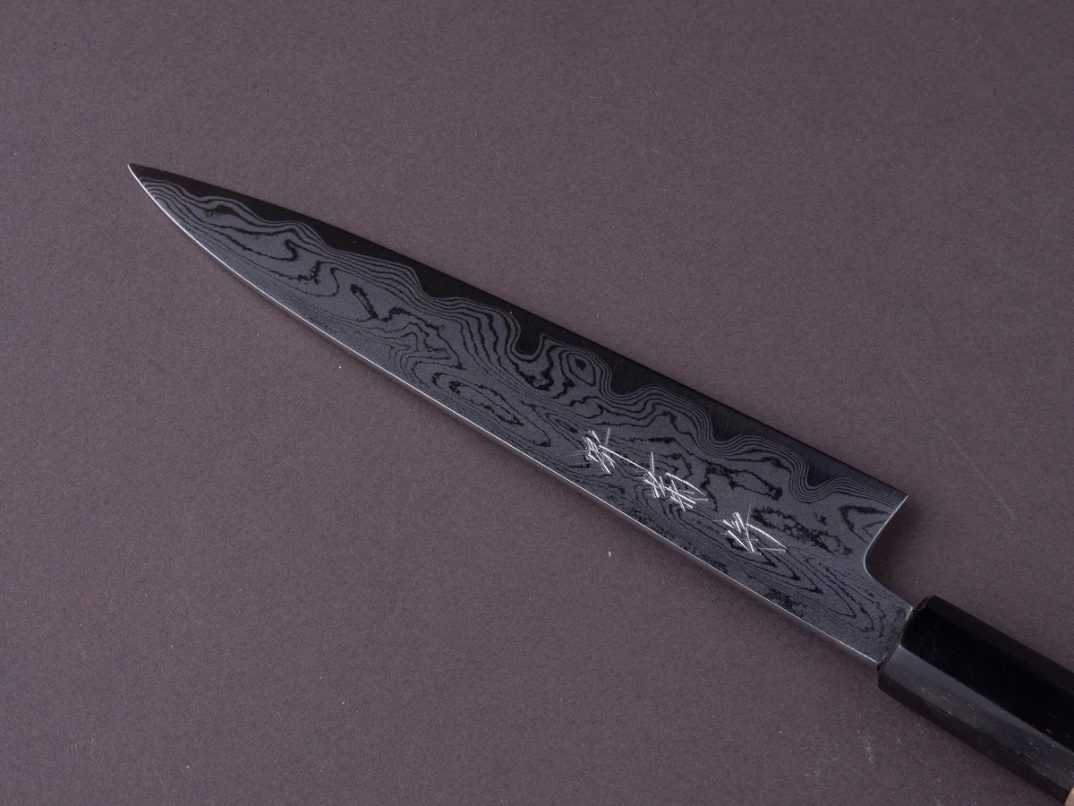 Sakai Kikumori - Nakagawa - Blue #1 Damascus - 150mm Petty - Magnolia Handle - Image 3