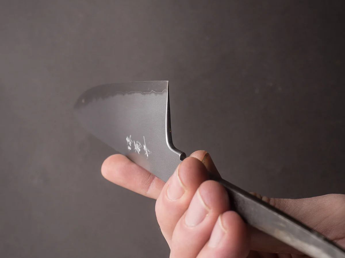 Sakai Kikumori - Tanaka Limited - Aogami Super - So-Bokashi - 210mm Gyuto - No Handle - Tanaka Signed & Dated Tang - Image 9