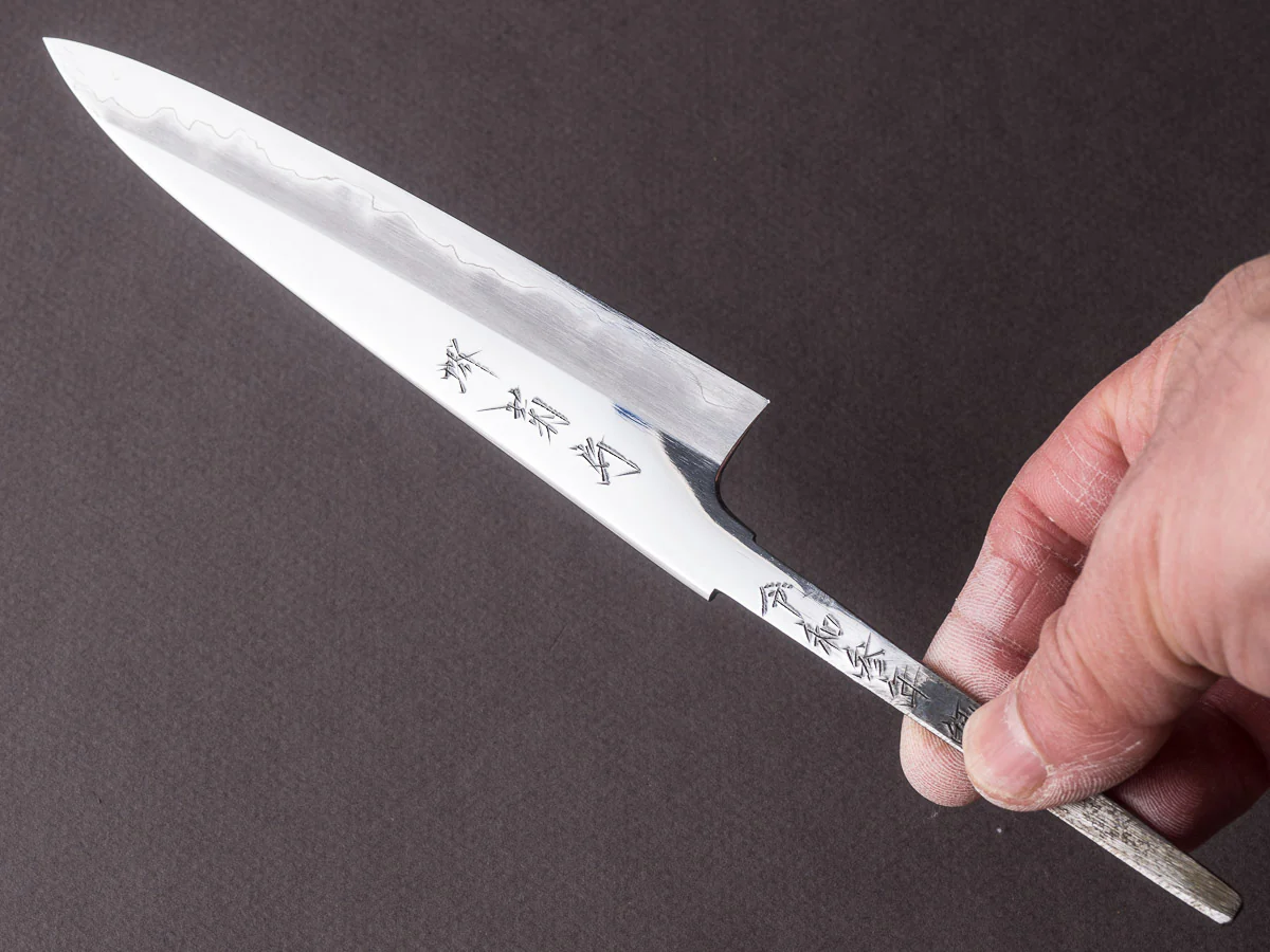 Sakai Kikumori - Super Blue - Mirror Polished - 150mm Petty - No Handle - Tanaka Signed & Dated - Image 5
