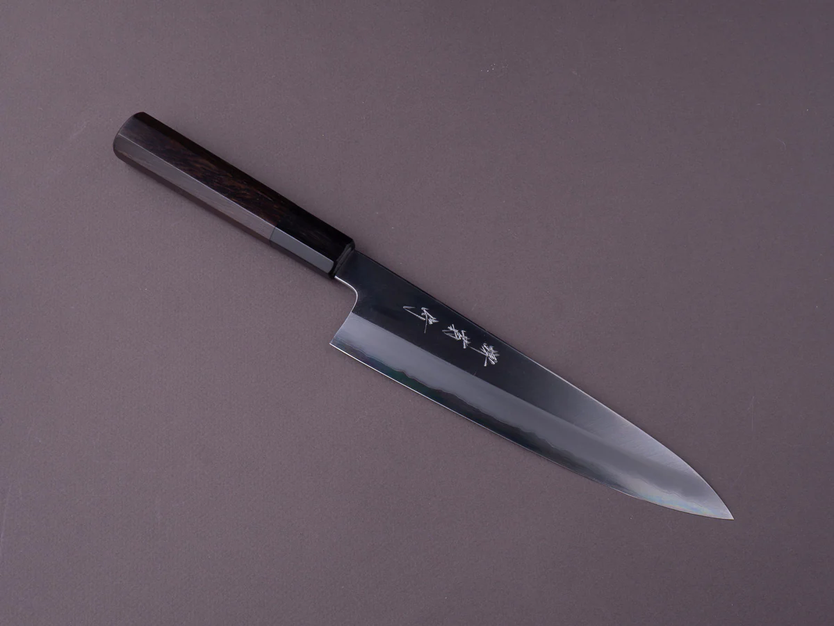 Sakai Kikumori - Tanaka Limited - Aogami Super - Kasumi - 210mm Gyuto - Ebony Handle - Tanaka Signed & Dated Tang
