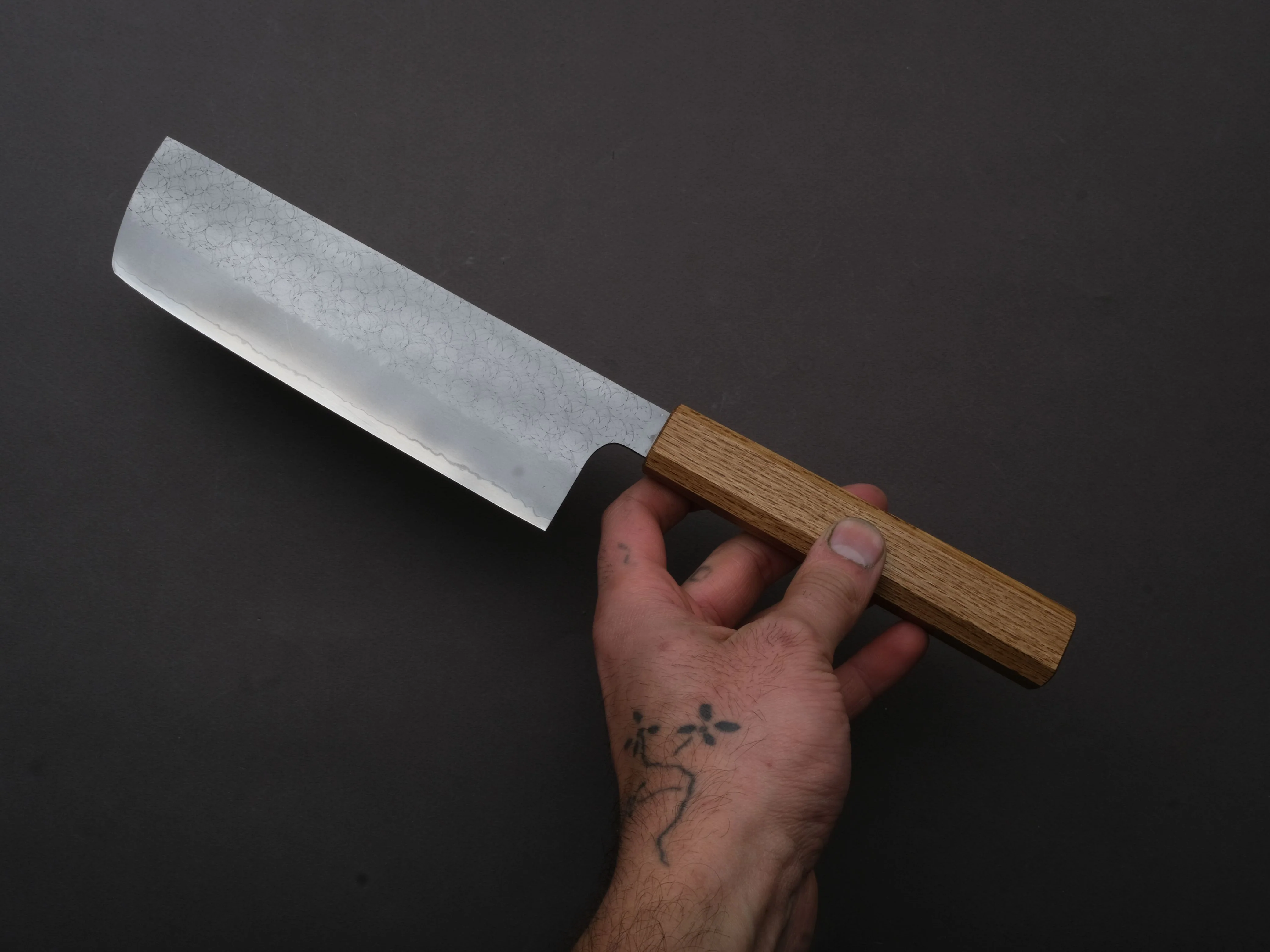 Sakai Kikumori - TS10 - VG10 - Tsuchime - Nakiri - 165mm - Oak Handle - Image 3