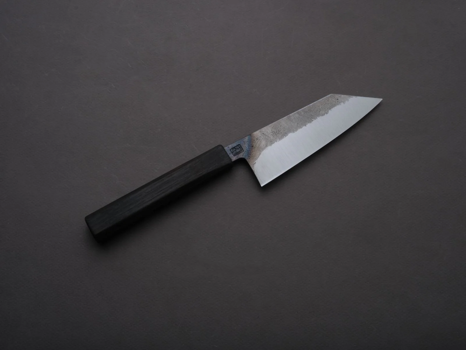 SOFTCUT - 80CrV2 Carbon - Kurouchi - 130mm Ko-Bunka - Charred Oak Handle