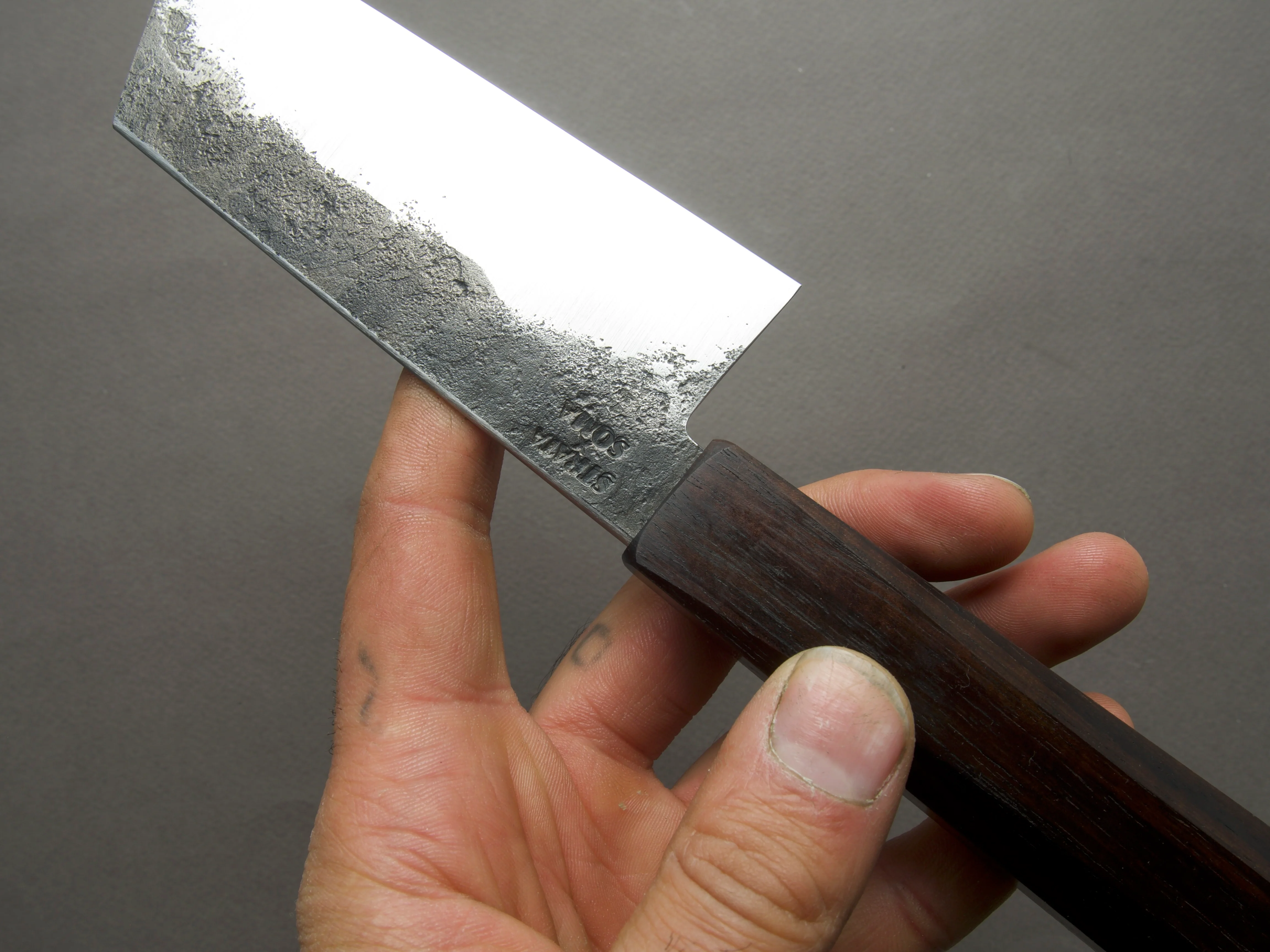 Soma - 80CRV2 Carbon - Kurouchi - Petty Nakiri - Walnut Handle - Image 2