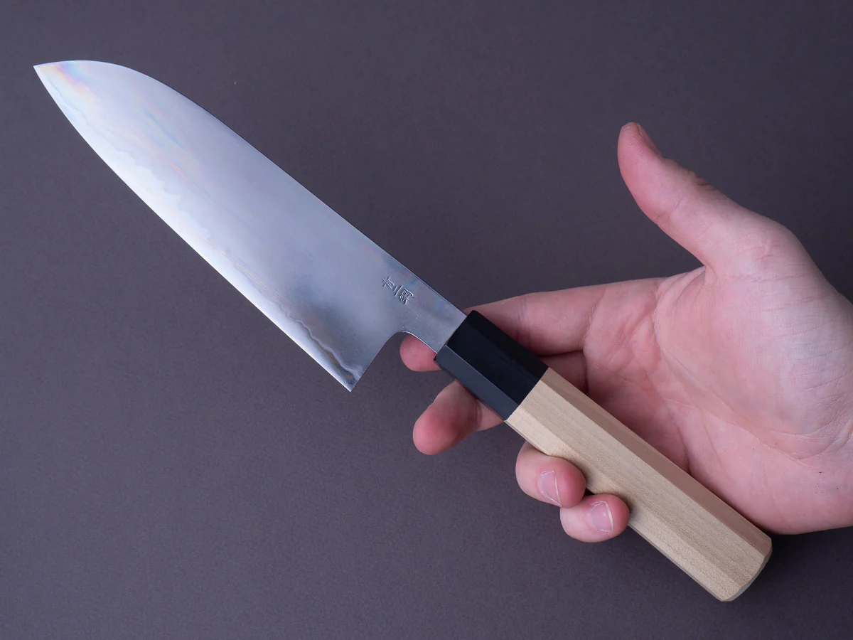 Takada no Hamono - Blue #2 Suiboku - 180mm Santoku - Ho Wood Handle - Image 6