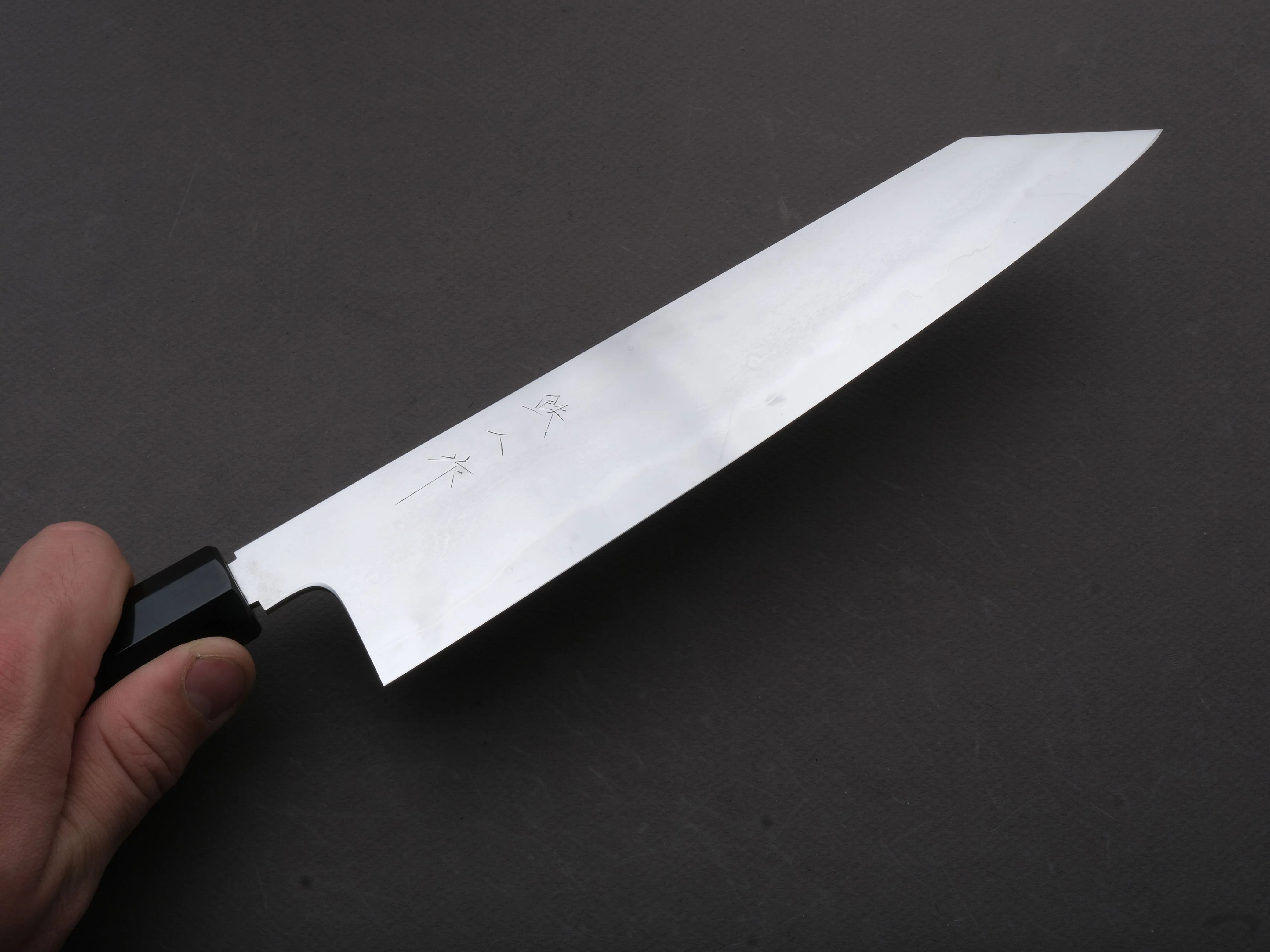 Tetsujin - Silver #3 - Metal Flow - Kiritsuke Gyuto - 240mm - Taihei Makassar Ebony Handle - Image 2