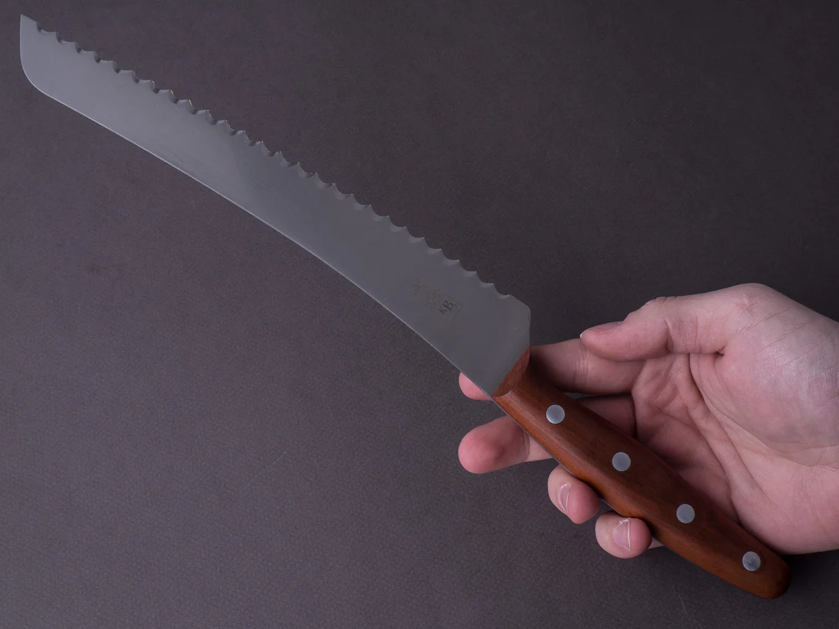 Windmühlenmesser - KB2 - Dual Sided Serrations - Stainless - 215mm Bread Knife - Plumwood Handle - Image 7